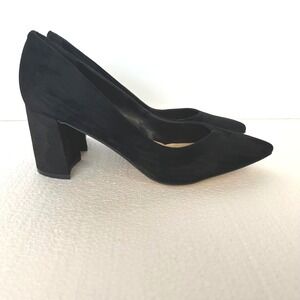 Marc Fisher Black Suede Pointed Toe Block Heel Pumps Classic Shoes Work Wear 9